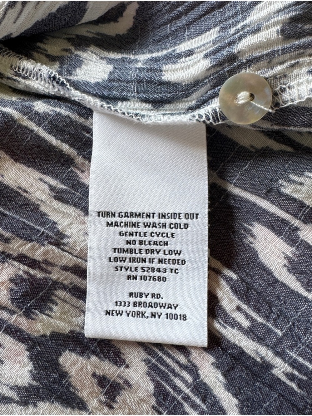 Ruby Rd. Ikat Button-Front Tunic in Gray and White - Picture 13 of 13